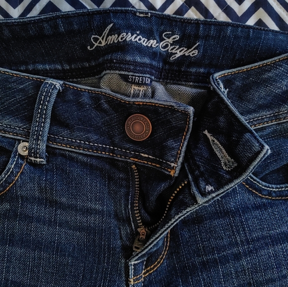 AEO Dark Slim Boot Cut Stretch Jean 2 Short - Picture 6 of 9